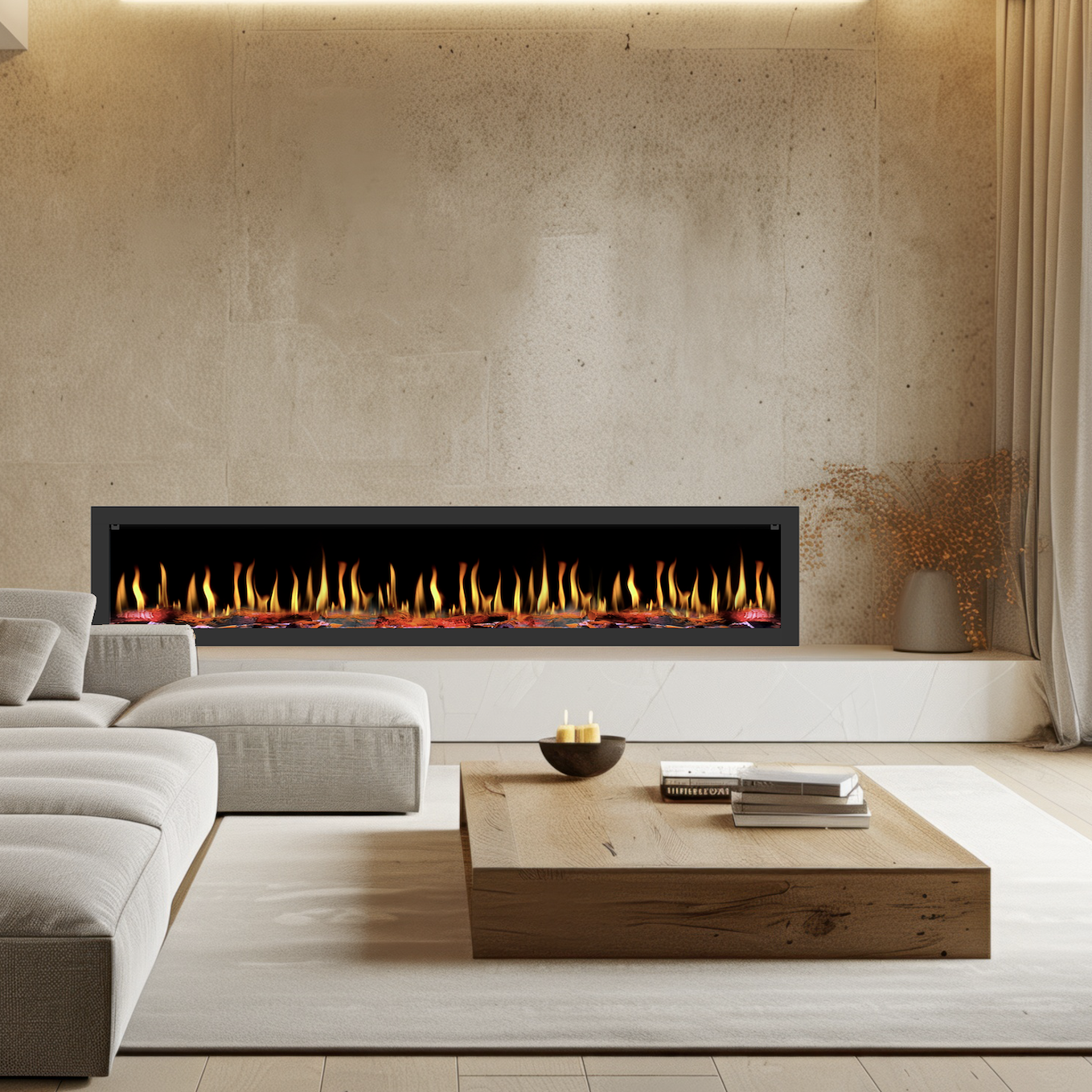 Dynasty Tempo 100" Built-in / Flush-Mount Virtual Electric Fireplace