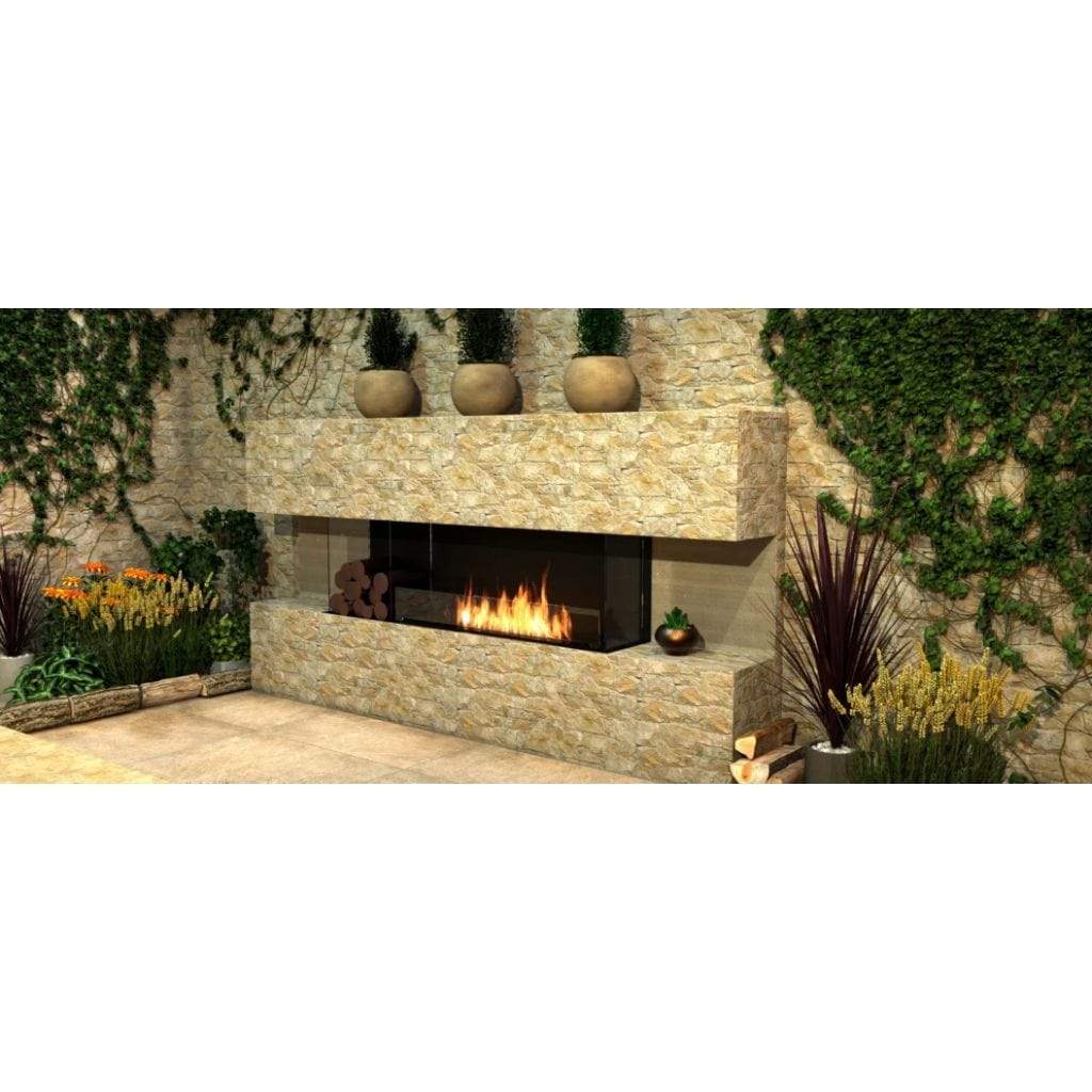 EcoSmart Fire 108" Flex 104BY Bay Ethanol Fireplace Insert with Decorative Box by Mad Design Group