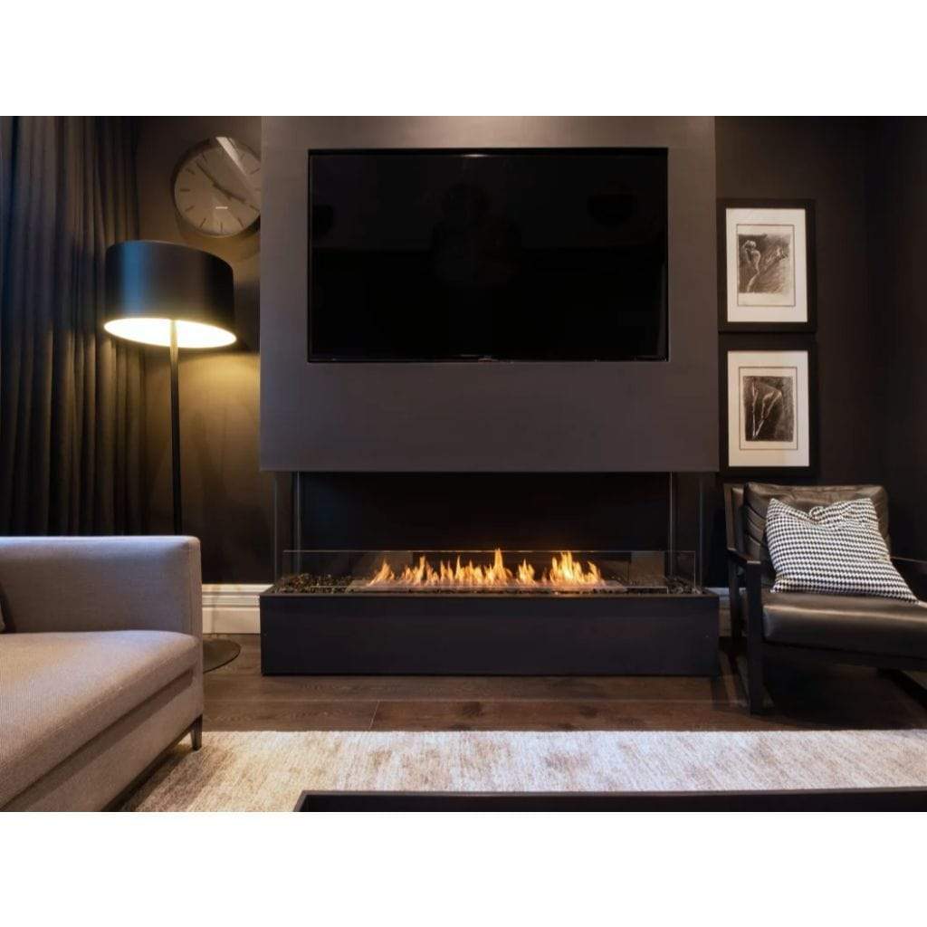 Burner EcoSmart Fire 144" Flex 140BY Bay Ethanol Fireplace Insert with Decorative Box by Mad Design Group