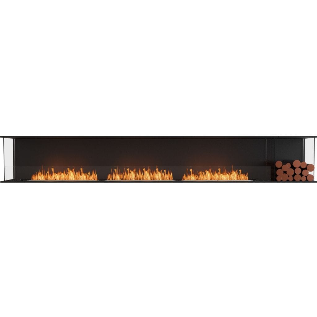 Burner Stainless Steel / Right Side EcoSmart Fire 144" Flex 140BY Bay Ethanol Fireplace Insert with Decorative Box by Mad Design Group