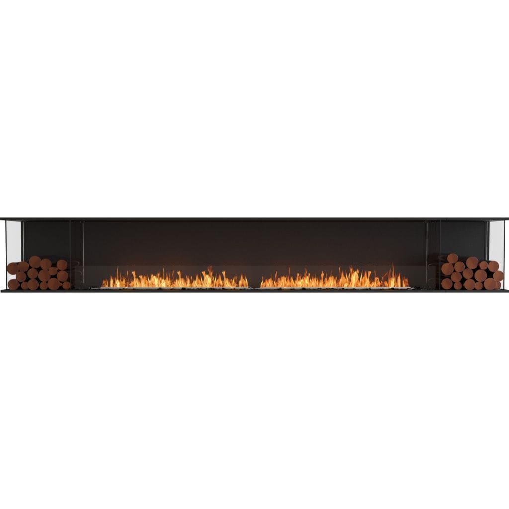 Burner Stainless Steel / Both Sides EcoSmart Fire 144" Flex 140BY Bay Ethanol Fireplace Insert with Decorative Box by Mad Design Group