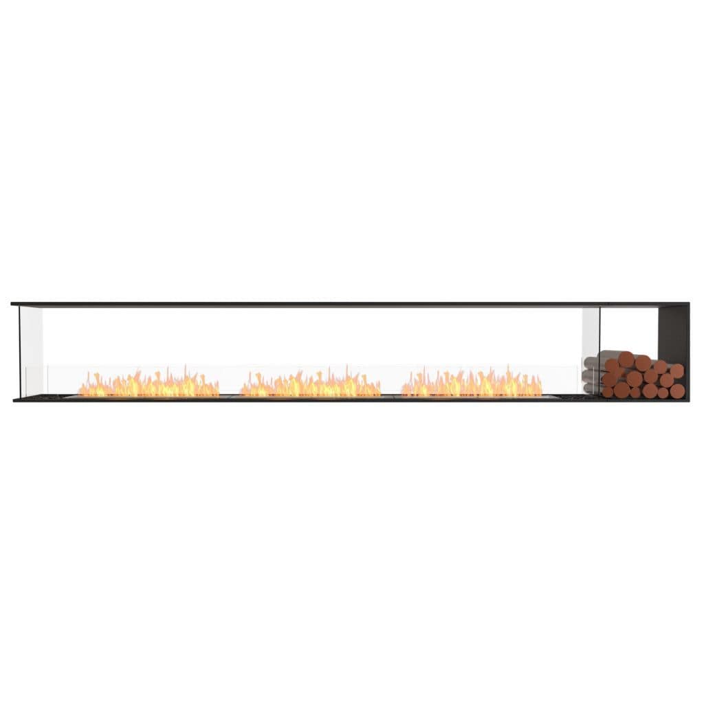 Burner Stainless Steel / Right Side EcoSmart Fire 146" Flex 140PN Peninsula Ethanol Fireplace Insert with Decorative Box by Mad Design Group