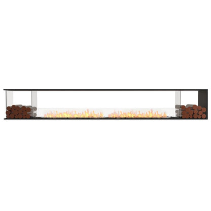 Burner Stainless Steel / Both Sides EcoSmart Fire 146" Flex 140PN Peninsula Ethanol Fireplace Insert with Decorative Box by Mad Design Group
