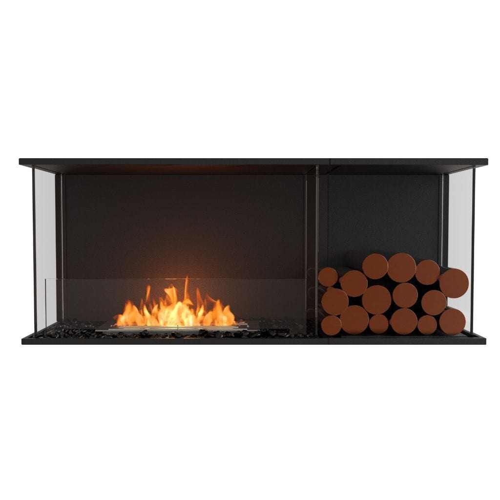 Burner Stainless Steel / Right Side EcoSmart Fire 53" Flex 50BY Bay Ethanol Fireplace Insert with Decorative Box by Mad Design Group