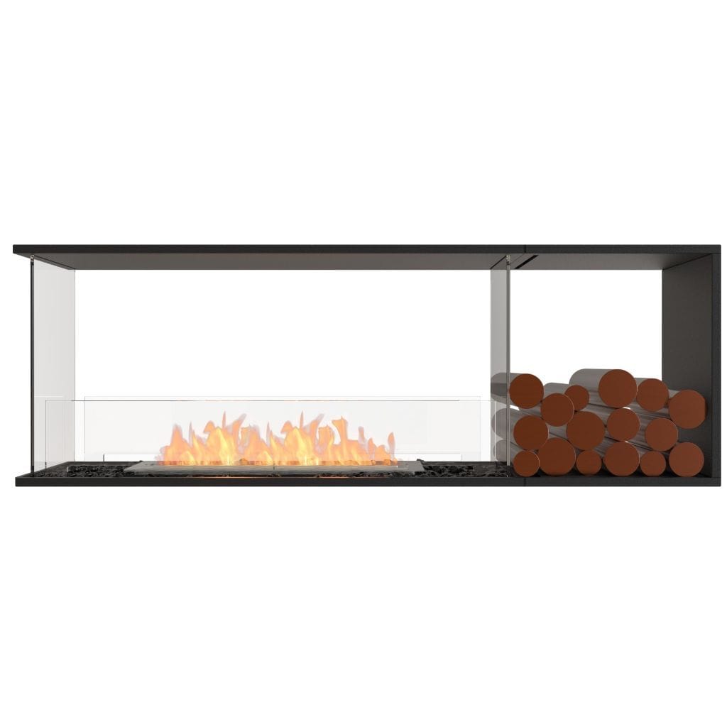 Burner Stainless Steel / Right Side EcoSmart Fire 65" Flex 60PN Peninsula Ethanol Fireplace Insert with Decorative Box by Mad Design Group