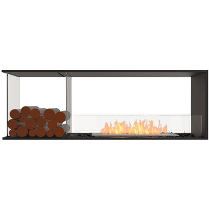 Burner Stainless Steel / Left Side EcoSmart Fire 65" Flex 60PN Peninsula Ethanol Fireplace Insert with Decorative Box by Mad Design Group
