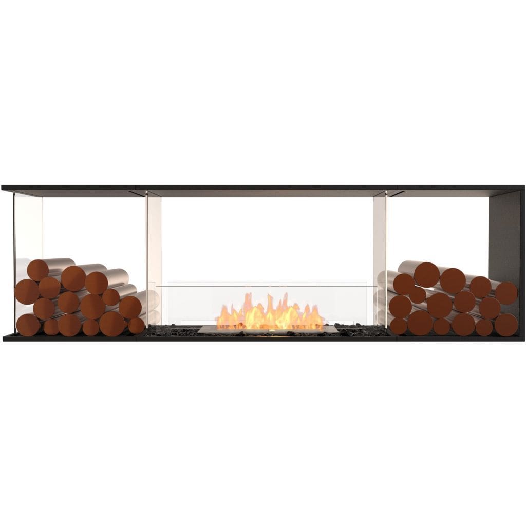 Burner Stainless Steel / Both Sides EcoSmart Fire 73" Flex 68PN Peninsula Ethanol Fireplace Insert with Decorative Box by Mad Design Group