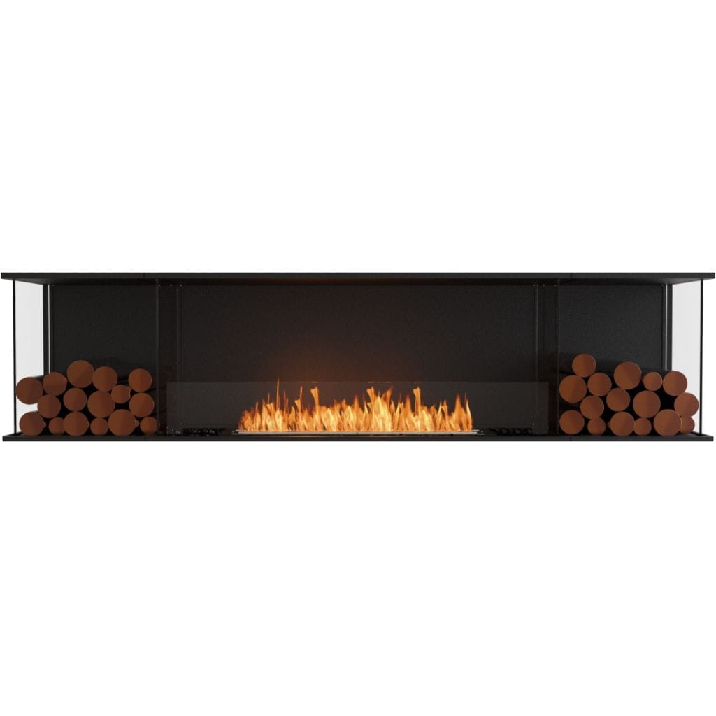Burner Stainless Steel / Both Sides EcoSmart Fire 89" Flex 86BY Bay Ethanol Fireplace Insert with Decorative Box by Mad Design Group