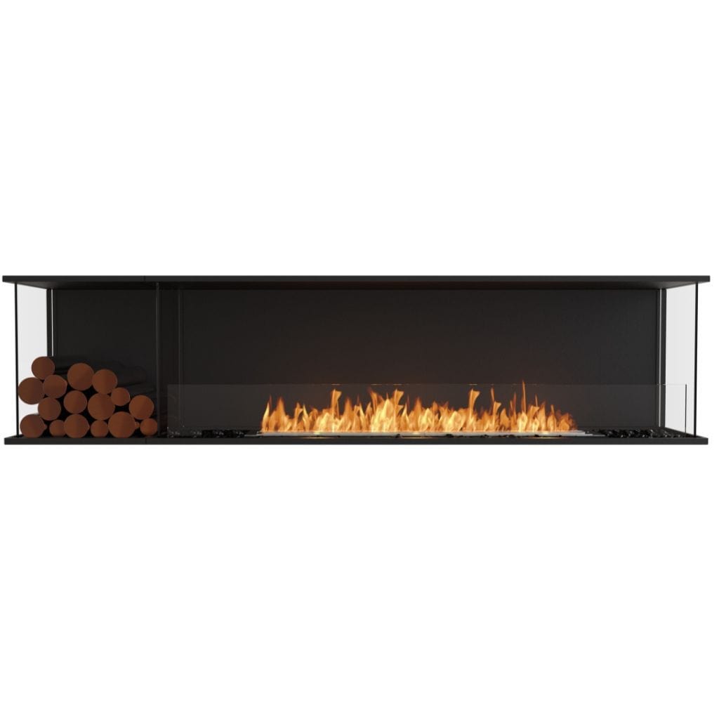 Burner Stainless Steel / Left Side EcoSmart Fire 89" Flex 86BY Bay Ethanol Fireplace Insert with Decorative Box by Mad Design Group