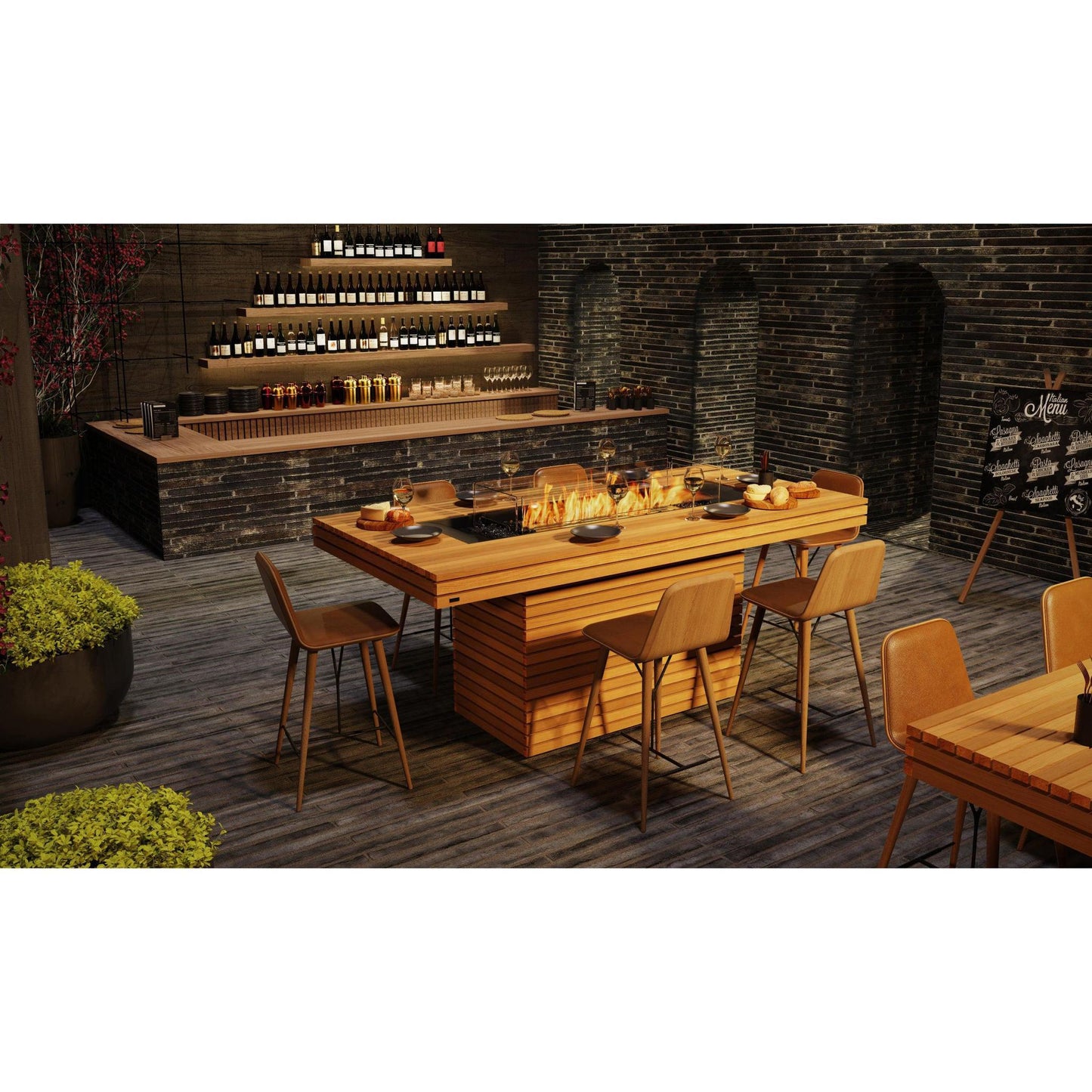 EcoSmart Fire 89" Gin 90 Bar Height Fire Pit Table with Gas LP/NG Burner by Mad Design Group