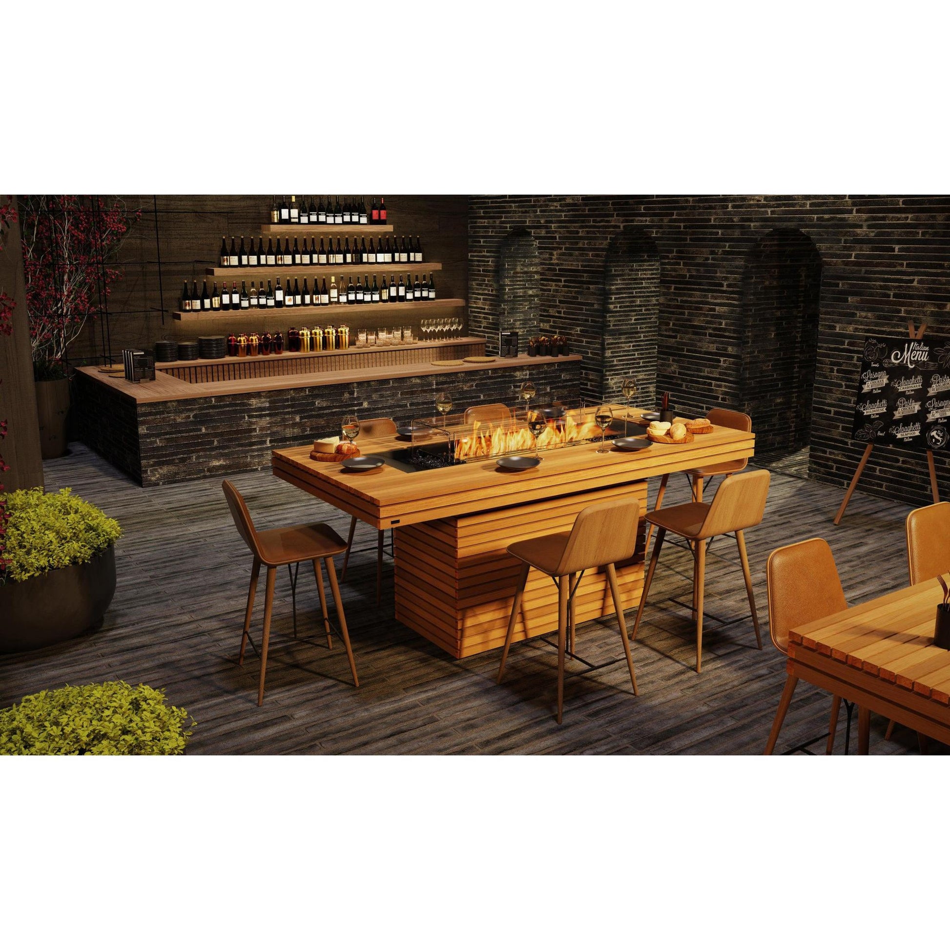 EcoSmart Fire 89" Gin 90 Bar Height Fire Pit Table with Gas LP/NG Burner by Mad Design Group