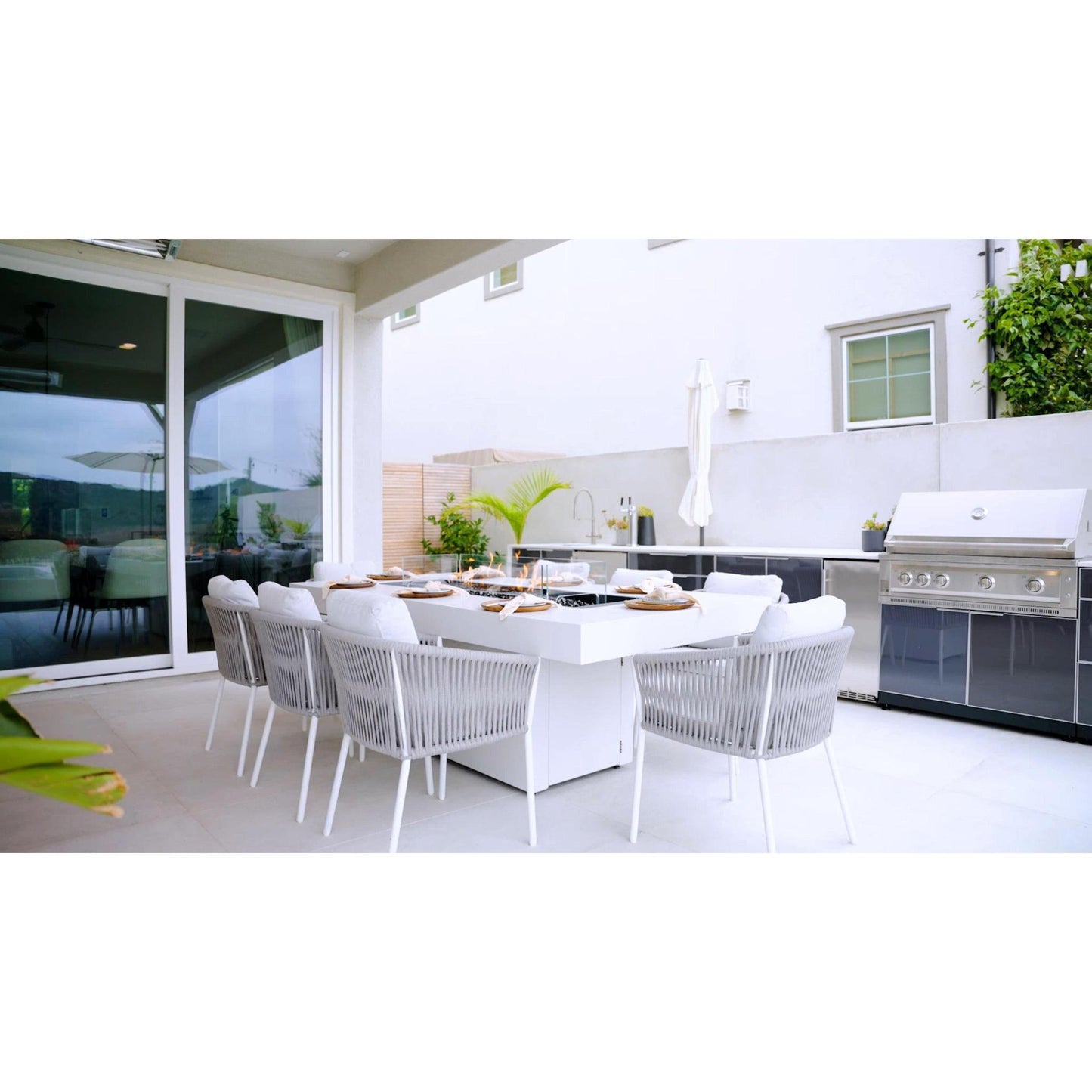 EcoSmart Fire 89" Gin 90 Dining Height Fire Pit Table with Gas LP/NG Burner by Mad Design Group