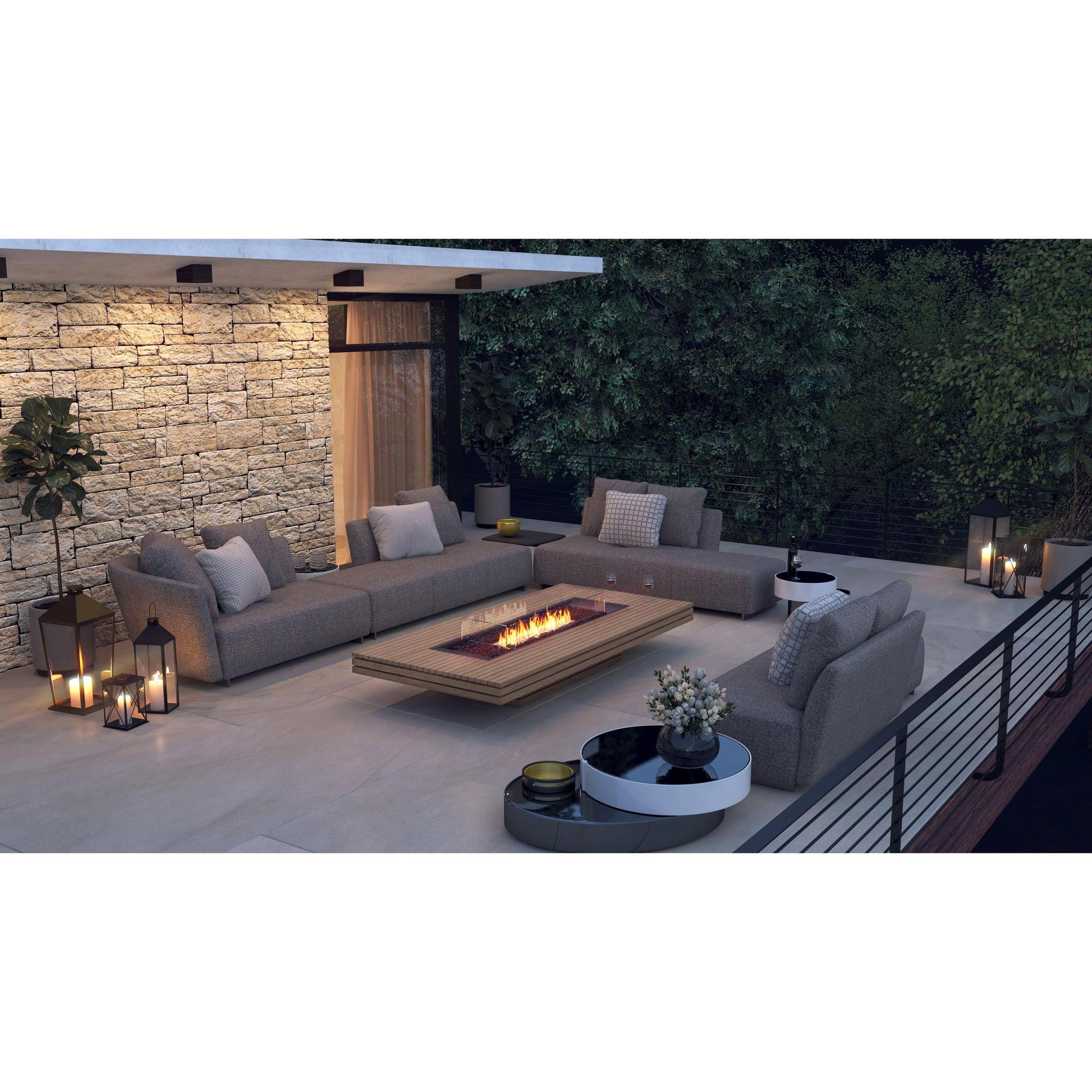 EcoSmart Fire 89" Gin 90 Low Height Fire Pit Table with Ethanol Burner by Mad Design Group