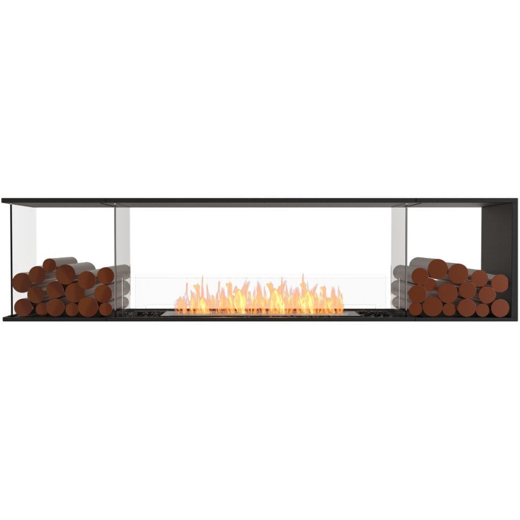 Burner Stainless Steel / Both Sides EcoSmart Fire 91" Flex 86PN Peninsula Ethanol Fireplace Insert with Decorative Box by Mad Design Group