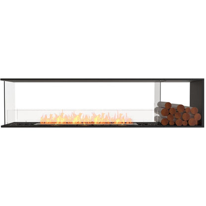 Burner Stainless Steel / Right Side EcoSmart Fire 91" Flex 86PN Peninsula Ethanol Fireplace Insert with Decorative Box by Mad Design Group