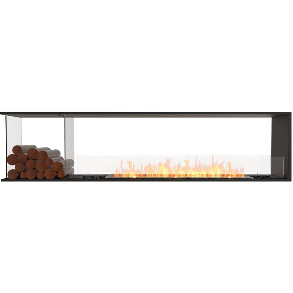 Burner Stainless Steel / Left Side EcoSmart Fire 91" Flex 86PN Peninsula Ethanol Fireplace Insert with Decorative Box by Mad Design Group