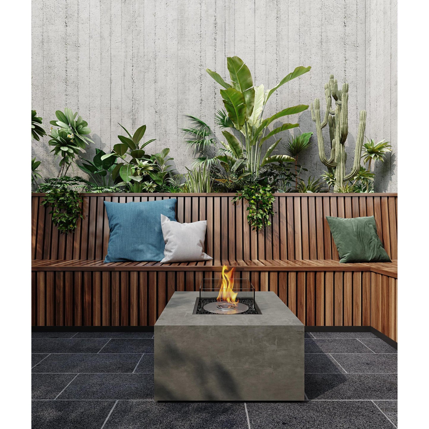EcoSmart Fire CHASER 38" Bone Outdoor Fire Pit Table with Stainless Steel Burner by Mad Design Group