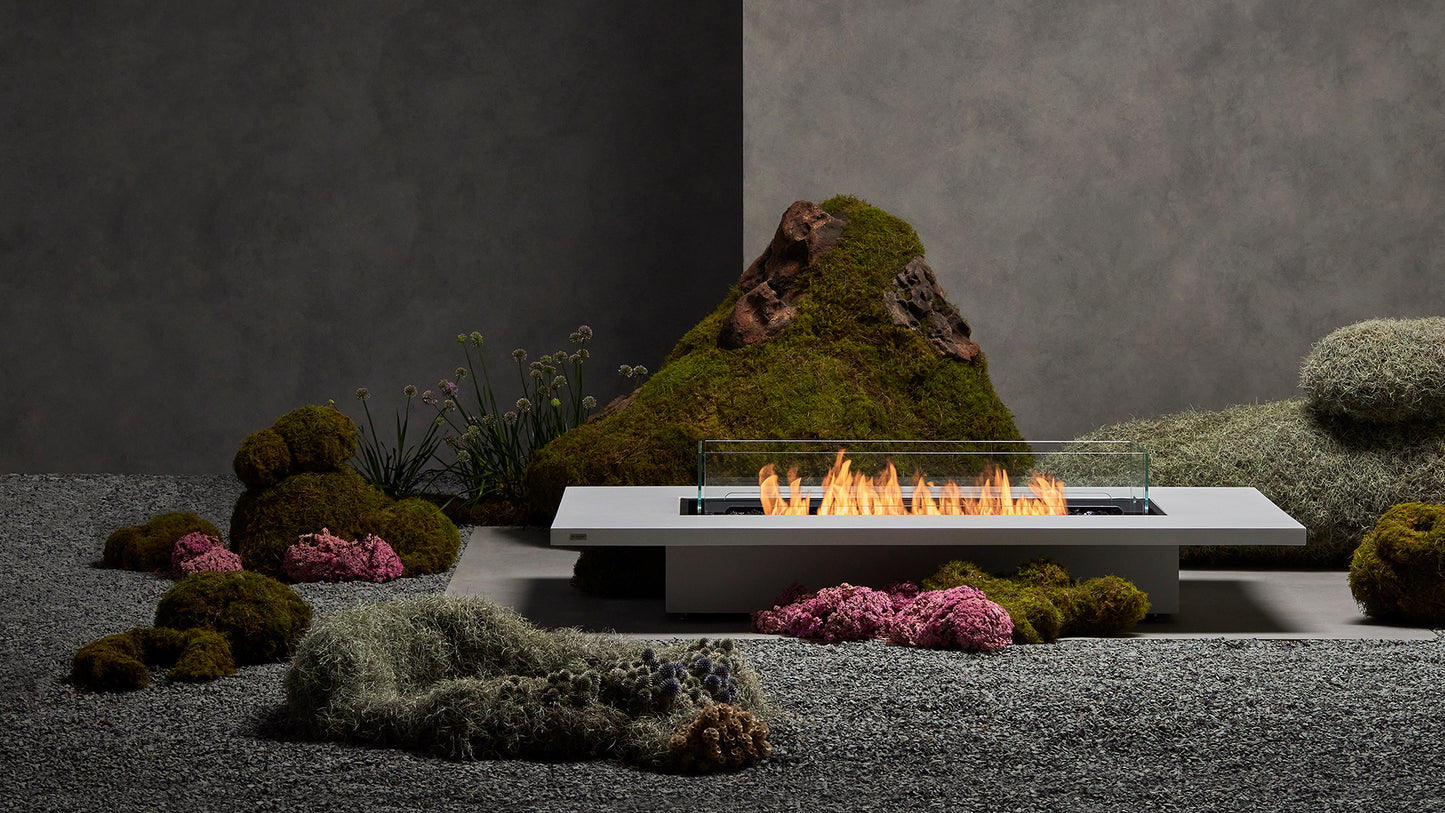 EcoSmart Fire Daiquiri 71" Bone Freestanding Indoor Fire Table with Black Burner by MAD Design Group