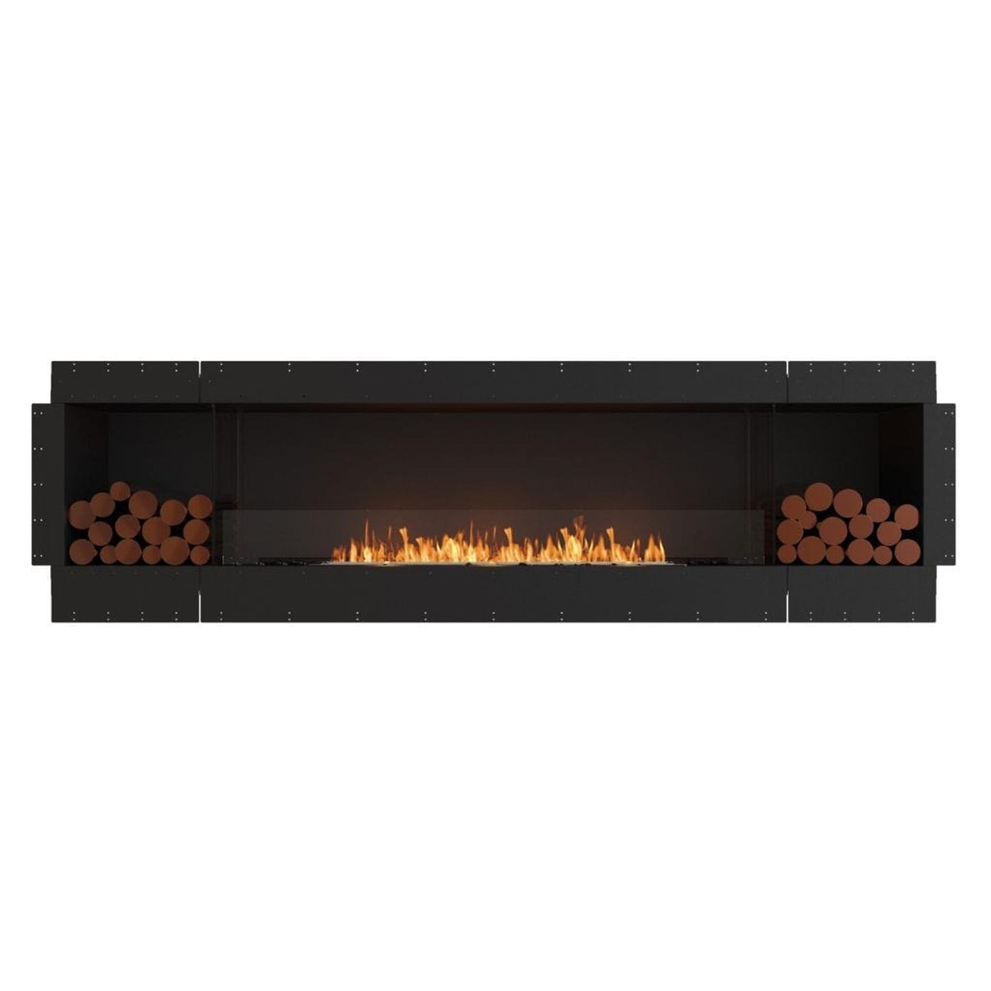 EcoSmart Fire Flex 104SS 112" Black Single Sided Ethanol Fireplace Insert with Black Burner and Both Sides Decorative Box by Mad Design Group