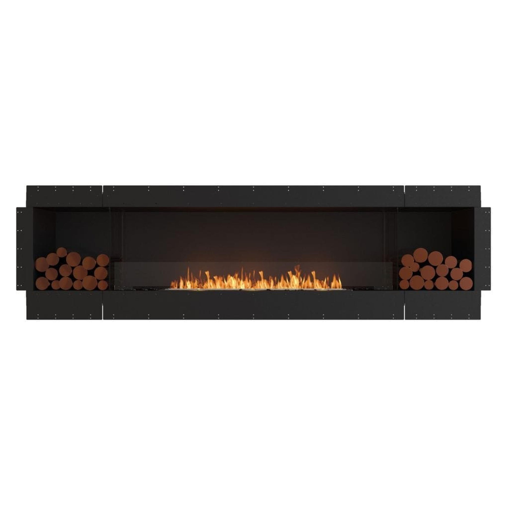 EcoSmart Fire Flex 104SS 112" Black Single Sided Ethanol Fireplace Insert with Black Burner and Both Sides Decorative Box by Mad Design Group
