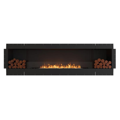 EcoSmart Fire Flex 104SS 112" Black Single Sided Ethanol Fireplace Insert with Black Burner and Both Sides Decorative Box by Mad Design Group