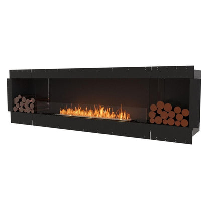 EcoSmart Fire Flex 104SS 112" Black Single Sided Ethanol Fireplace Insert with Black Burner and Both Sides Decorative Box by Mad Design Group