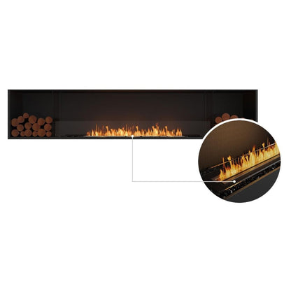EcoSmart Fire Flex 104SS 112" Black Single Sided Ethanol Fireplace Insert with Black Burner and Both Sides Decorative Box by Mad Design Group