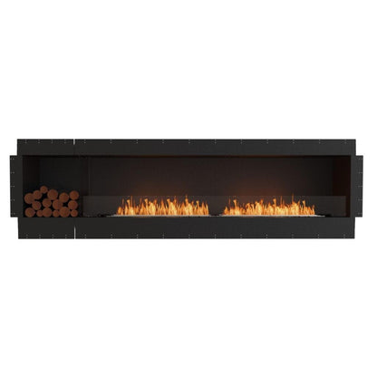 EcoSmart Fire Flex 104SS 112" Black Single Sided Ethanol Fireplace Insert with Black Burner and Both Sides Decorative Box by Mad Design Group
