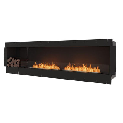 EcoSmart Fire Flex 104SS 112" Black Single Sided Ethanol Fireplace Insert with Black Burner and Both Sides Decorative Box by Mad Design Group