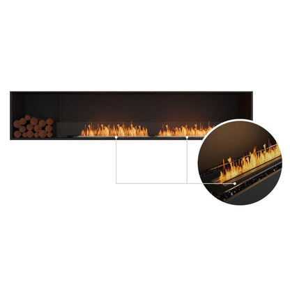 EcoSmart Fire Flex 104SS 112" Black Single Sided Ethanol Fireplace Insert with Black Burner and Both Sides Decorative Box by Mad Design Group