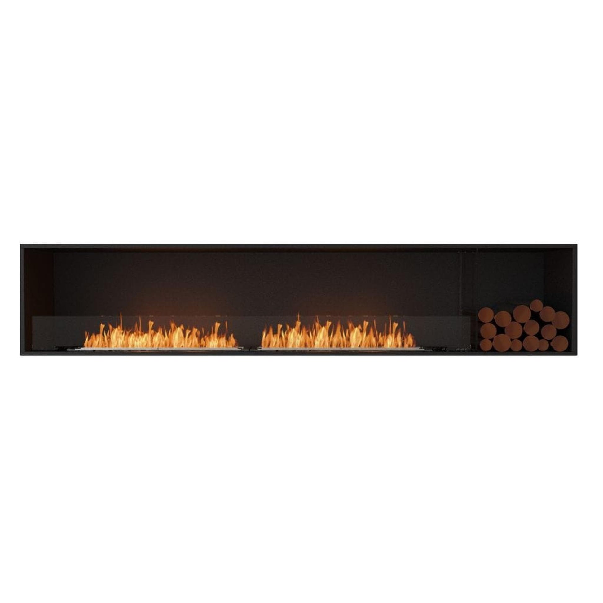 EcoSmart Fire Flex 104SS 112" Black Single Sided Ethanol Fireplace Insert with Black Burner and Both Sides Decorative Box by Mad Design Group