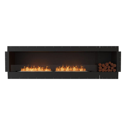 EcoSmart Fire Flex 104SS 112" Black Single Sided Ethanol Fireplace Insert with Black Burner and Both Sides Decorative Box by Mad Design Group