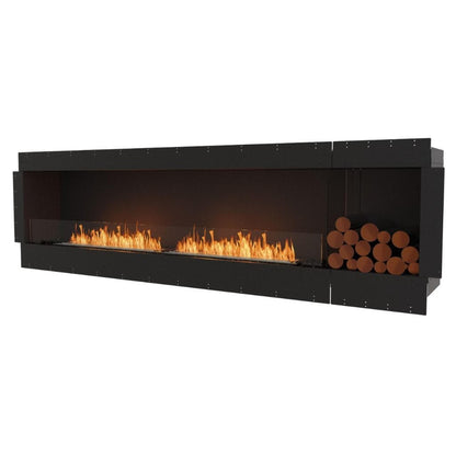 EcoSmart Fire Flex 104SS 112" Black Single Sided Ethanol Fireplace Insert with Black Burner and Both Sides Decorative Box by Mad Design Group