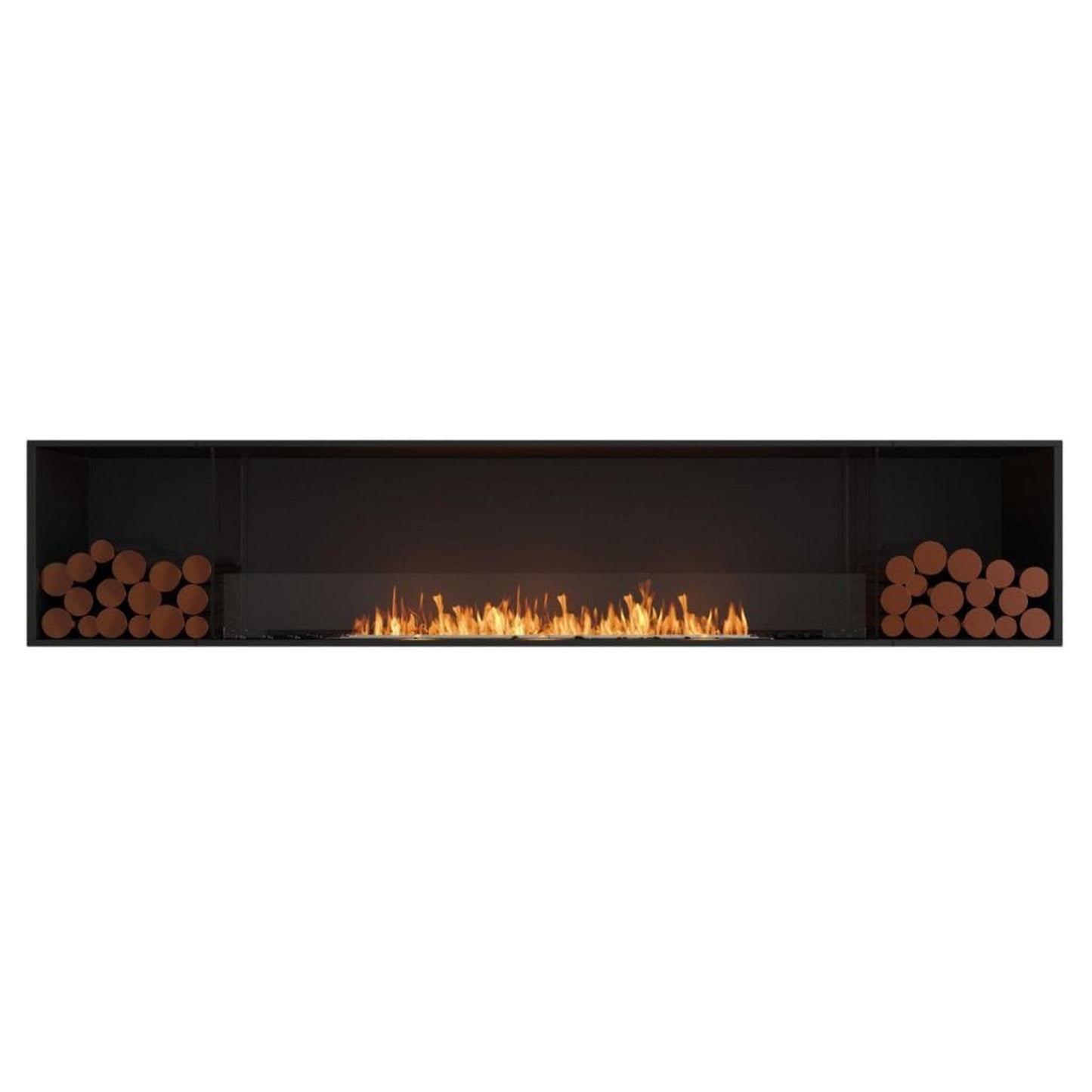 EcoSmart Fire Flex 104SS 112" Black Single Sided Ethanol Fireplace Insert with Black Burner and Both Sides Decorative Box by Mad Design Group