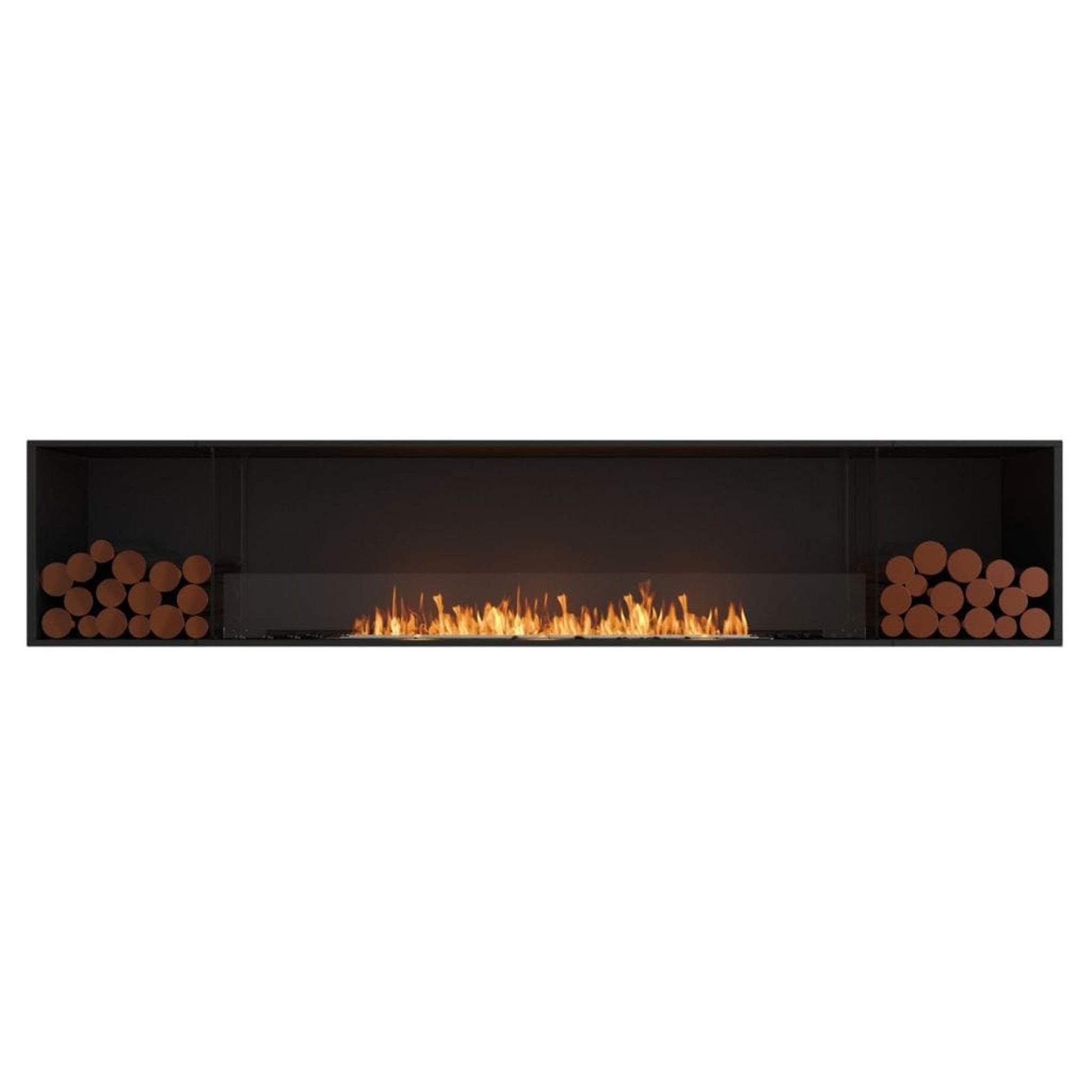 EcoSmart Fire Flex 104SS 112" Black Single Sided Ethanol Fireplace Insert with Black Burner and Both Sides Decorative Box by Mad Design Group