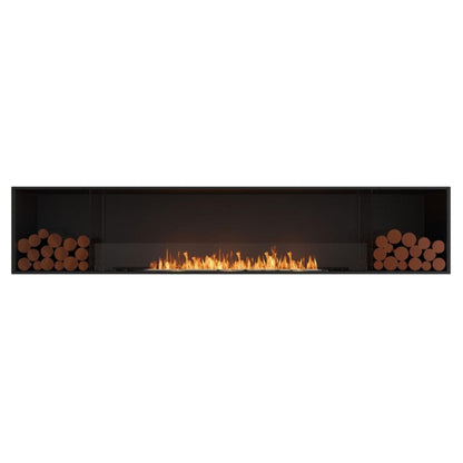 EcoSmart Fire Flex 104SS 112" Black Single Sided Ethanol Fireplace Insert with Black Burner and Both Sides Decorative Box by Mad Design Group