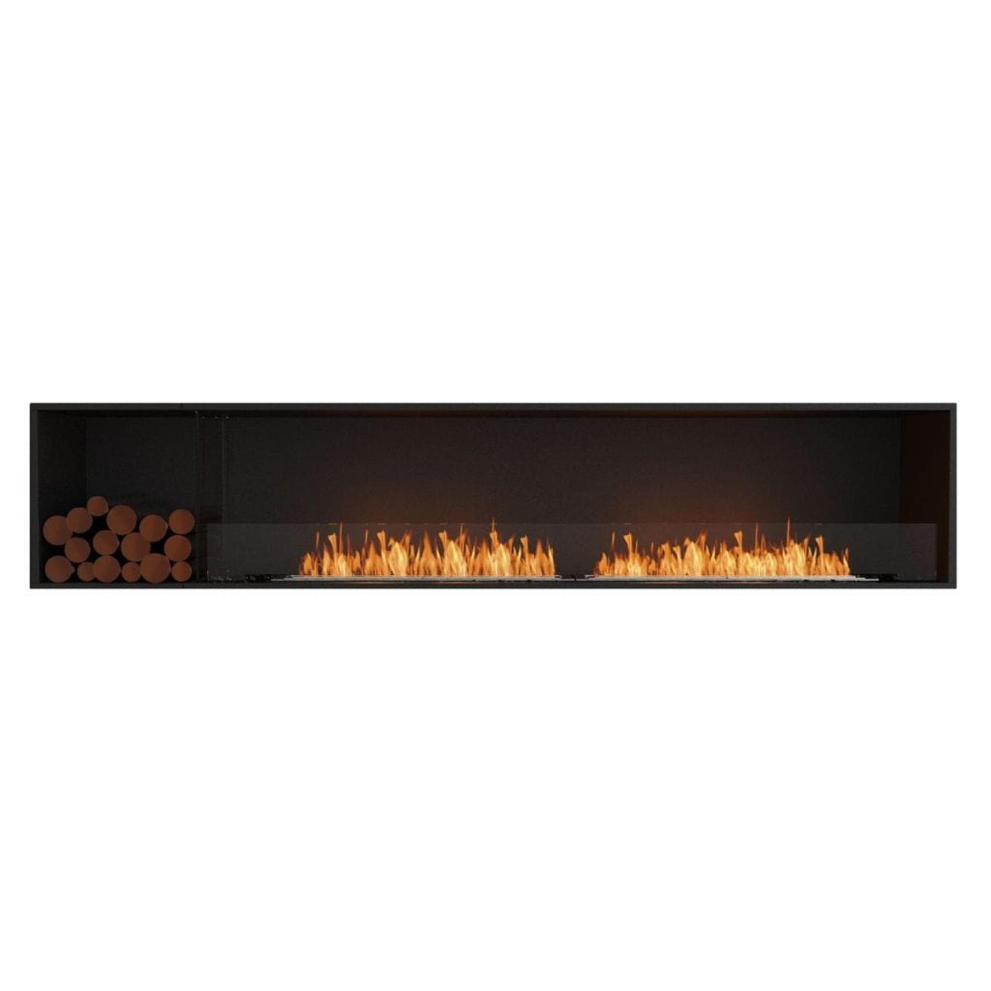 EcoSmart Fire Flex 104SS 112" Black Single Sided Ethanol Fireplace Insert with Black Burner and Both Sides Decorative Box by Mad Design Group