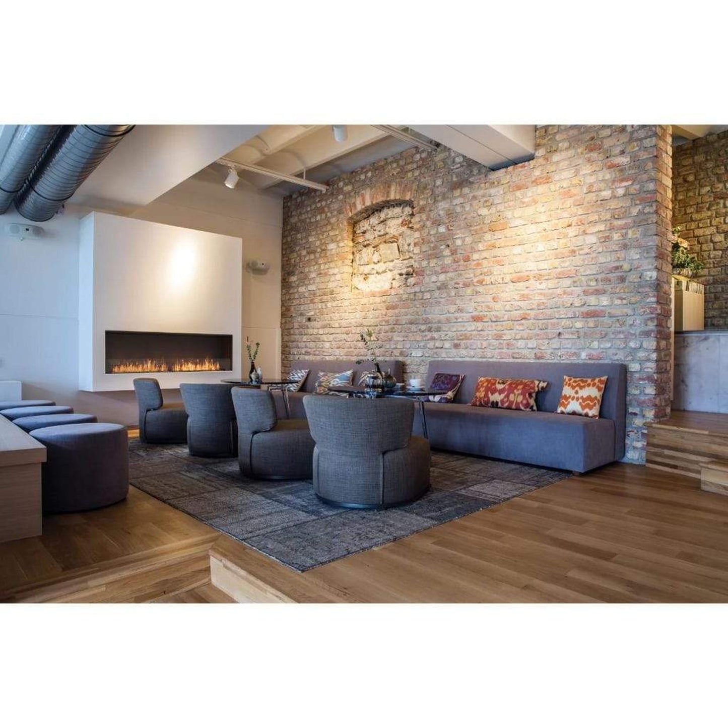 EcoSmart Fire Flex 104SS 112" Black Single Sided Ethanol Fireplace Insert with Black Burner by Mad Design Group
