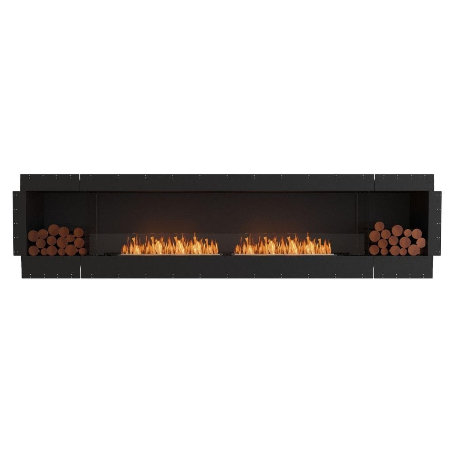 EcoSmart Fire Flex 122SS 130" Black Single Sided Ethanol Fireplace Insert with Black Burner and Both Sides Decorative Box by Mad Design Group