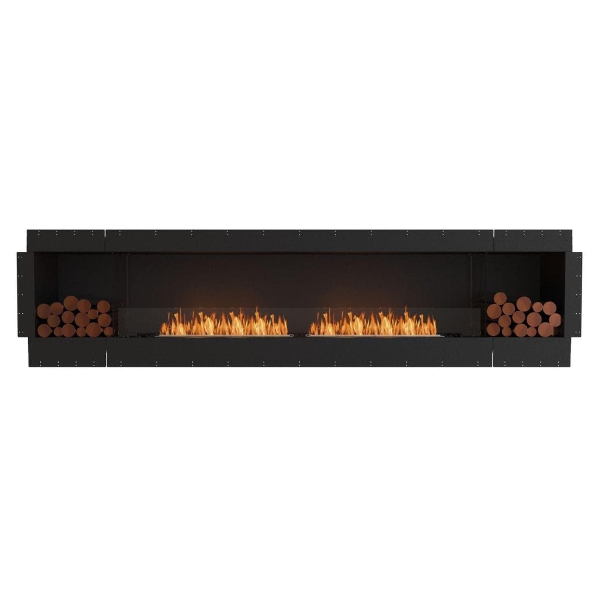 EcoSmart Fire Flex 122SS 130" Black Single Sided Ethanol Fireplace Insert with Black Burner and Both Sides Decorative Box by Mad Design Group