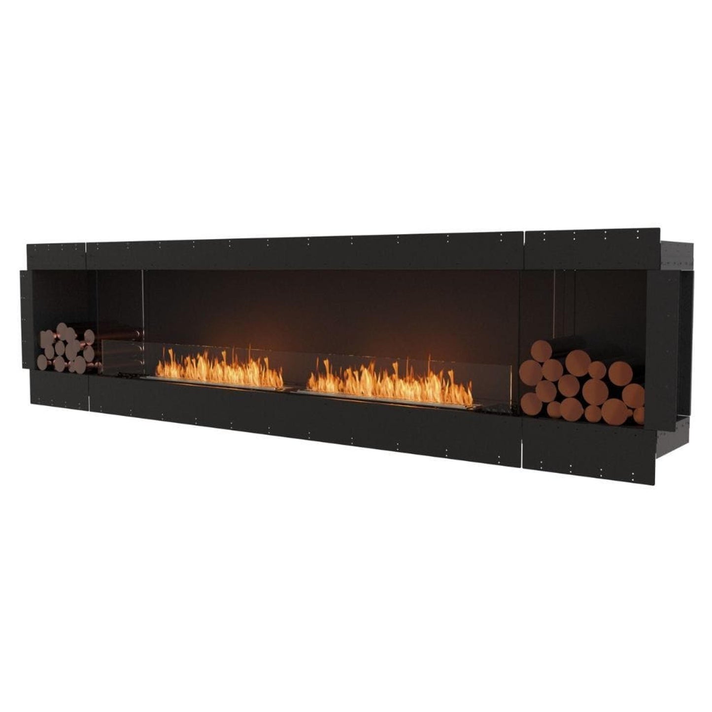 EcoSmart Fire Flex 122SS 130" Black Single Sided Ethanol Fireplace Insert with Black Burner and Both Sides Decorative Box by Mad Design Group