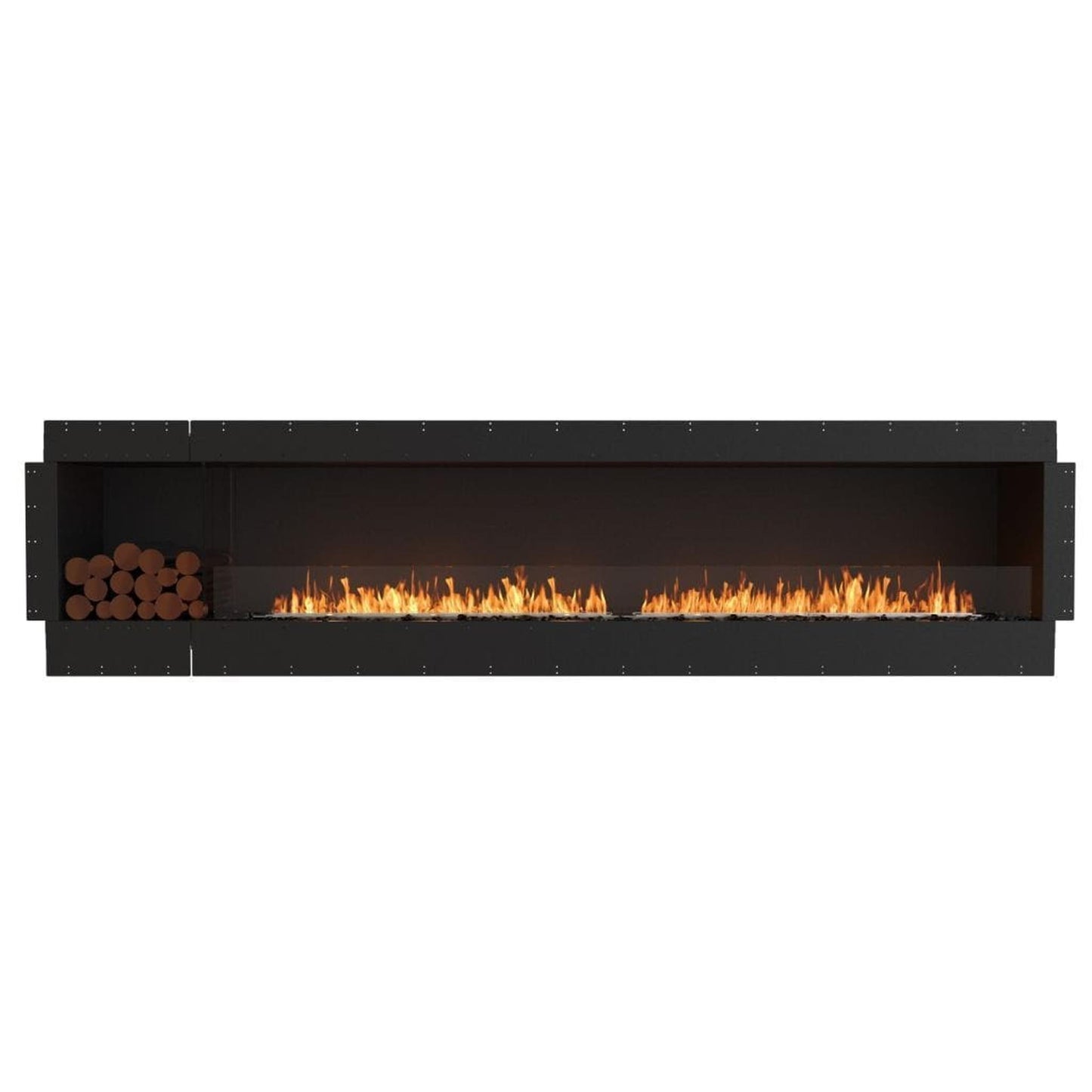 EcoSmart Fire Flex 122SS 130" Black Single Sided Ethanol Fireplace Insert with Black Burner and Both Sides Decorative Box by Mad Design Group