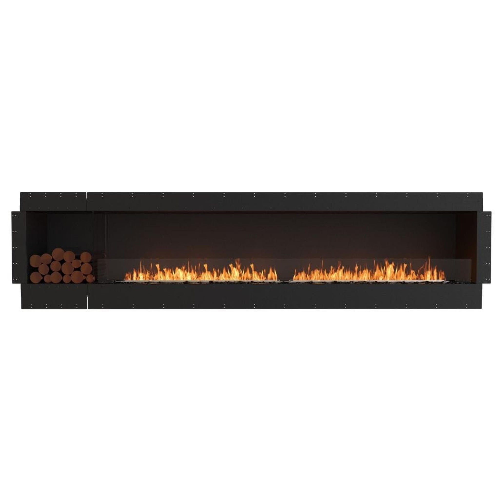 EcoSmart Fire Flex 122SS 130" Black Single Sided Ethanol Fireplace Insert with Black Burner and Both Sides Decorative Box by Mad Design Group