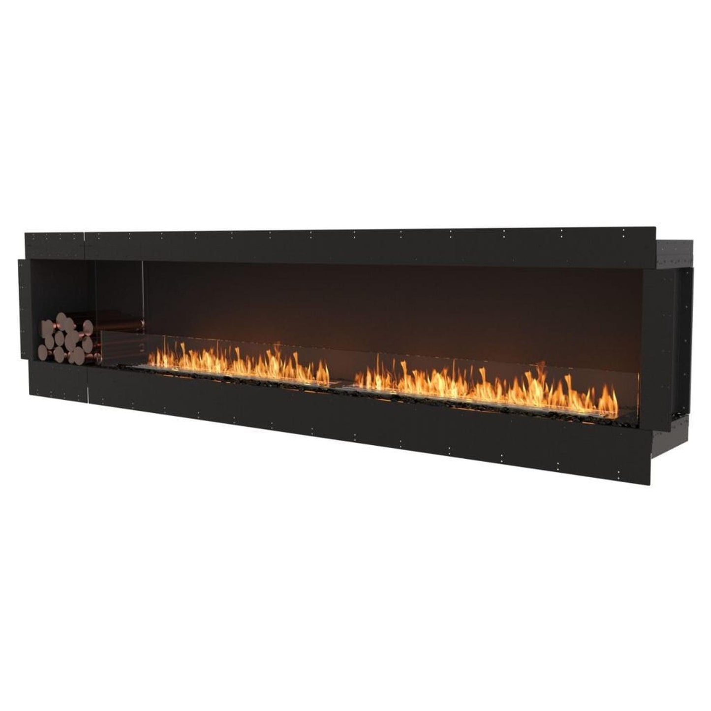 EcoSmart Fire Flex 122SS 130" Black Single Sided Ethanol Fireplace Insert with Black Burner and Both Sides Decorative Box by Mad Design Group