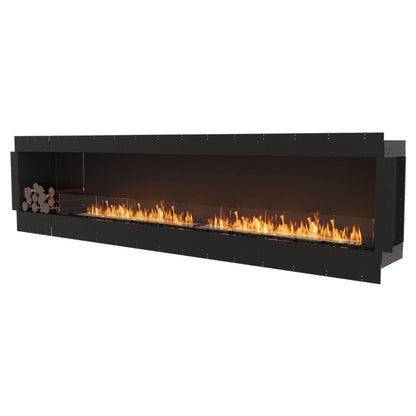 EcoSmart Fire Flex 122SS 130" Black Single Sided Ethanol Fireplace Insert with Black Burner and Both Sides Decorative Box by Mad Design Group