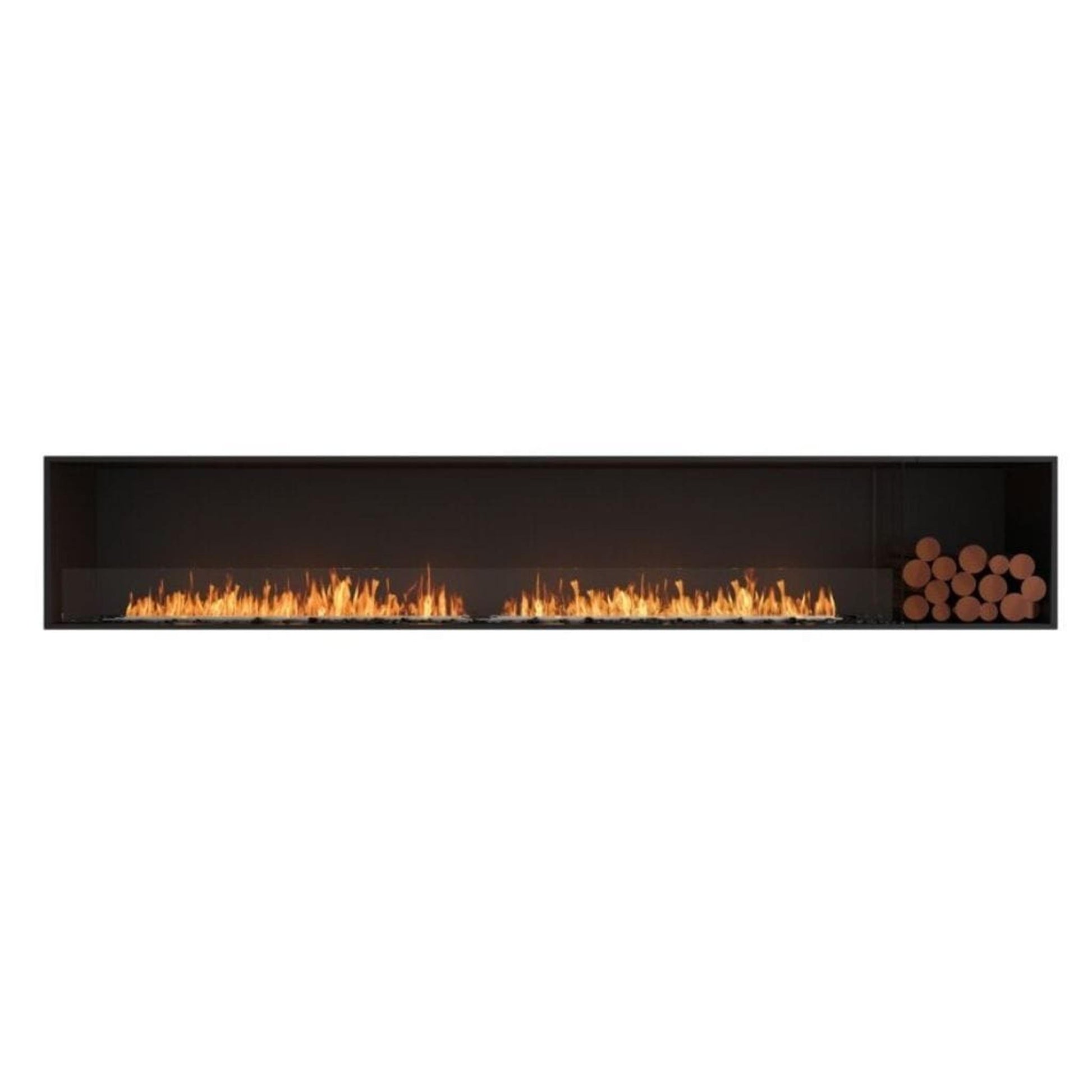 EcoSmart Fire Flex 122SS 130" Black Single Sided Ethanol Fireplace Insert with Black Burner and Both Sides Decorative Box by Mad Design Group