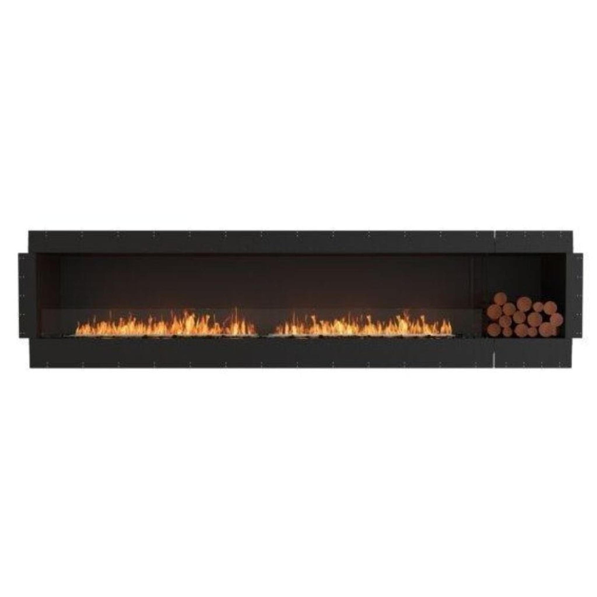 EcoSmart Fire Flex 122SS 130" Black Single Sided Ethanol Fireplace Insert with Black Burner and Both Sides Decorative Box by Mad Design Group