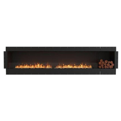 EcoSmart Fire Flex 122SS 130" Black Single Sided Ethanol Fireplace Insert with Black Burner and Both Sides Decorative Box by Mad Design Group