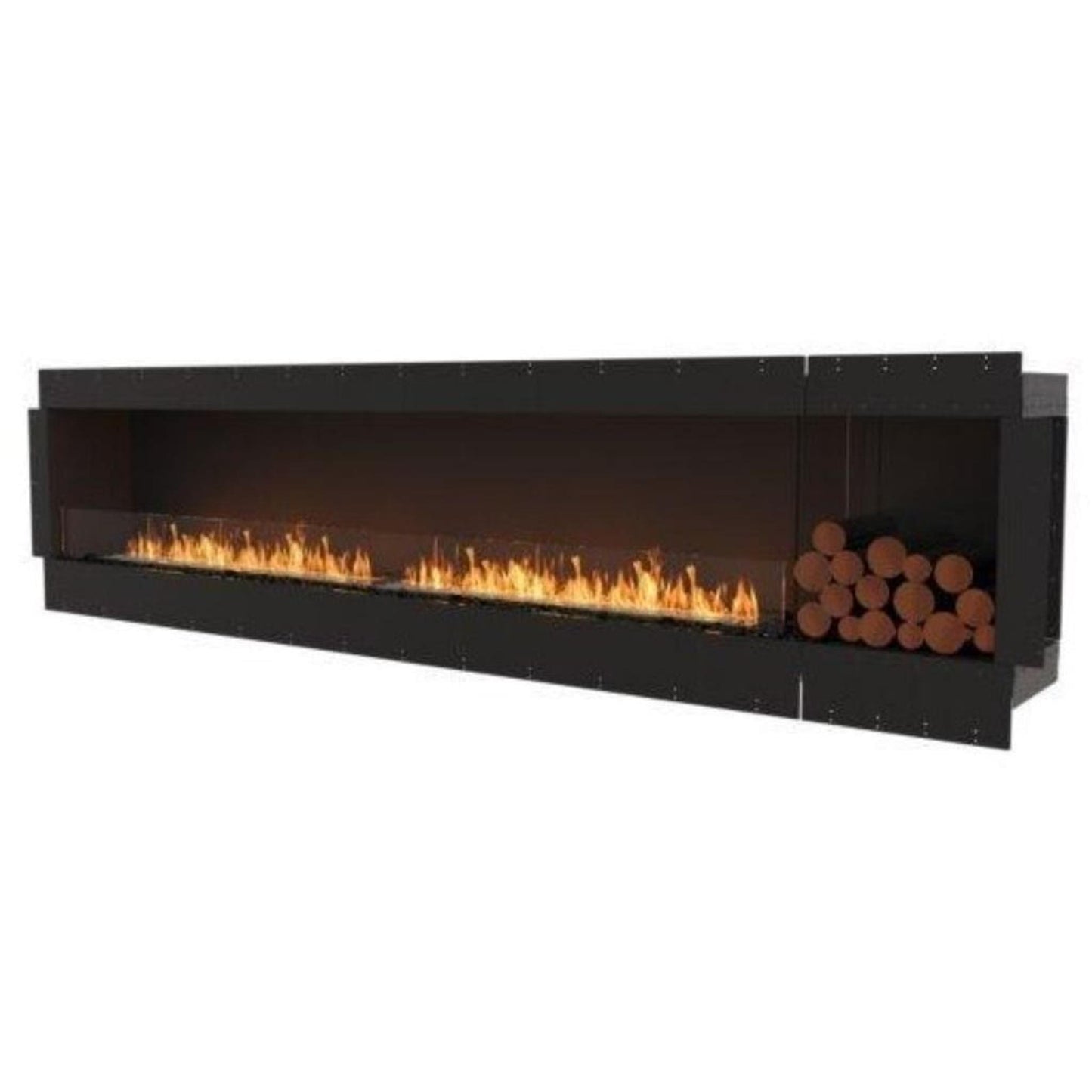 EcoSmart Fire Flex 122SS 130" Black Single Sided Ethanol Fireplace Insert with Black Burner and Both Sides Decorative Box by Mad Design Group