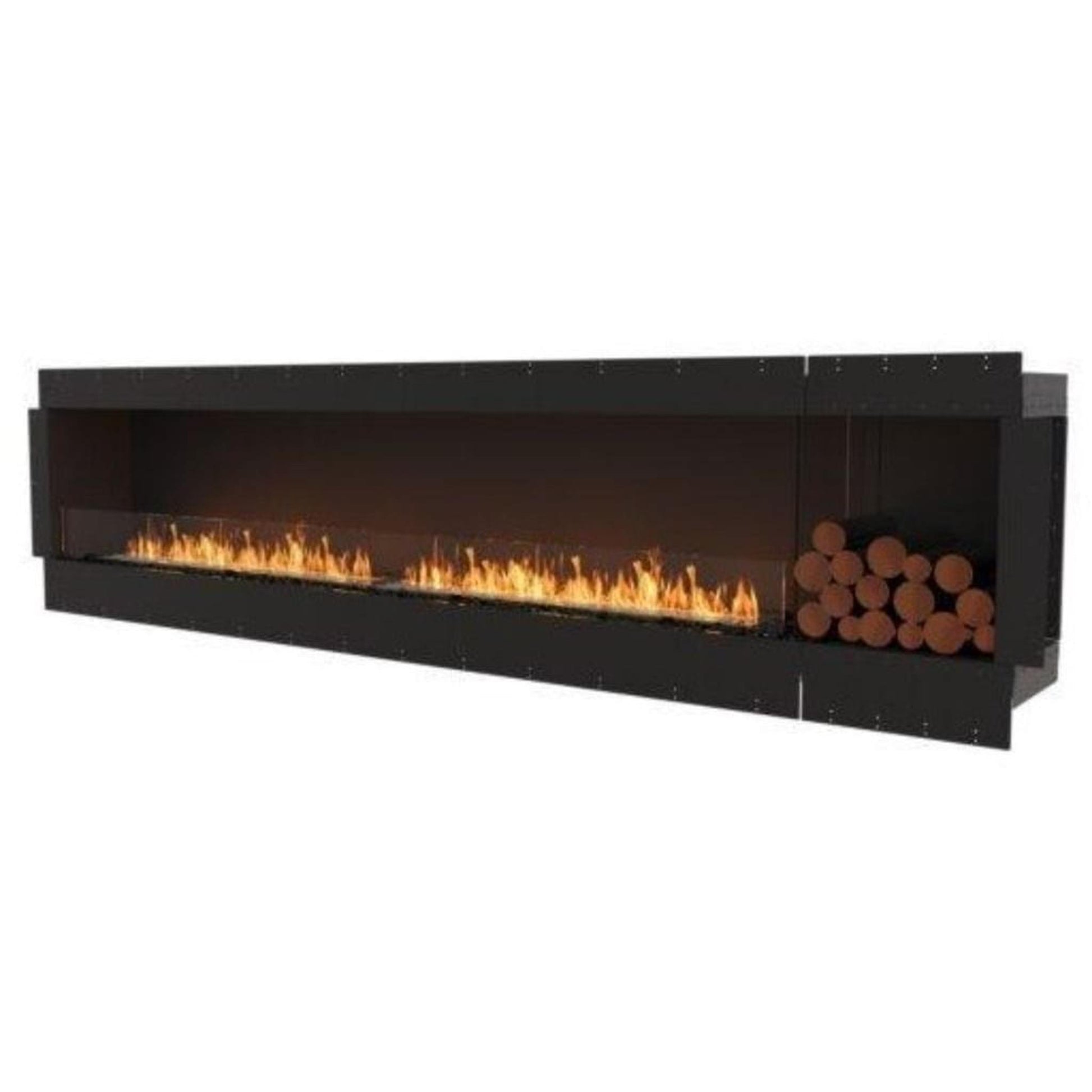 EcoSmart Fire Flex 122SS 130" Black Single Sided Ethanol Fireplace Insert with Black Burner and Both Sides Decorative Box by Mad Design Group